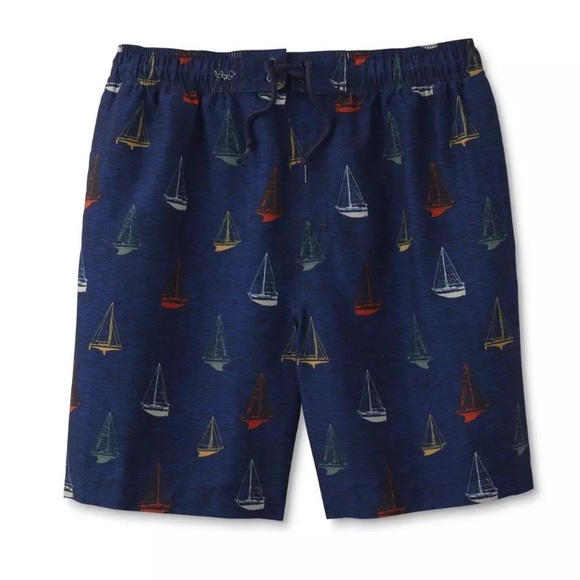 BASIC EDITION Sailboat Printed Swim Shorts Mens XL - Picture 1 of 4